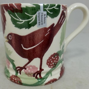 Emma Bridgewater Blackbird Blackberry Hand Decorated English Spongeware First Quality Half Pint Mug - Woodlouse Stamp – Unused with Labels