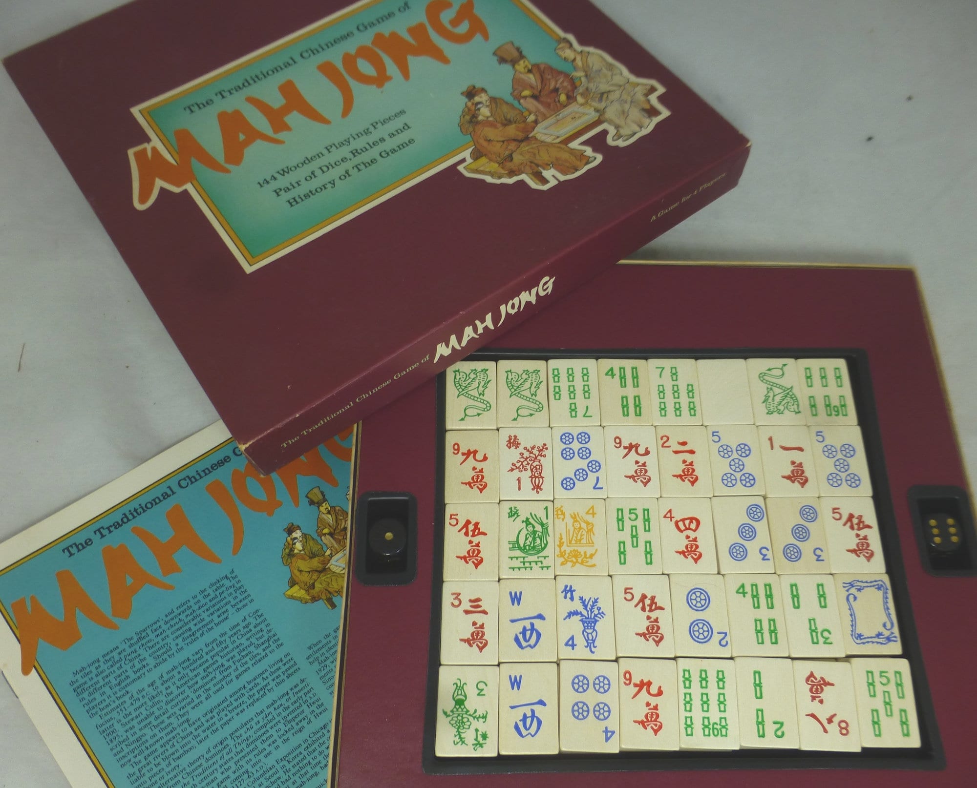 Mahjong Set 144 Mini Portable Mahjong With 1 Mahjong Playing Rules