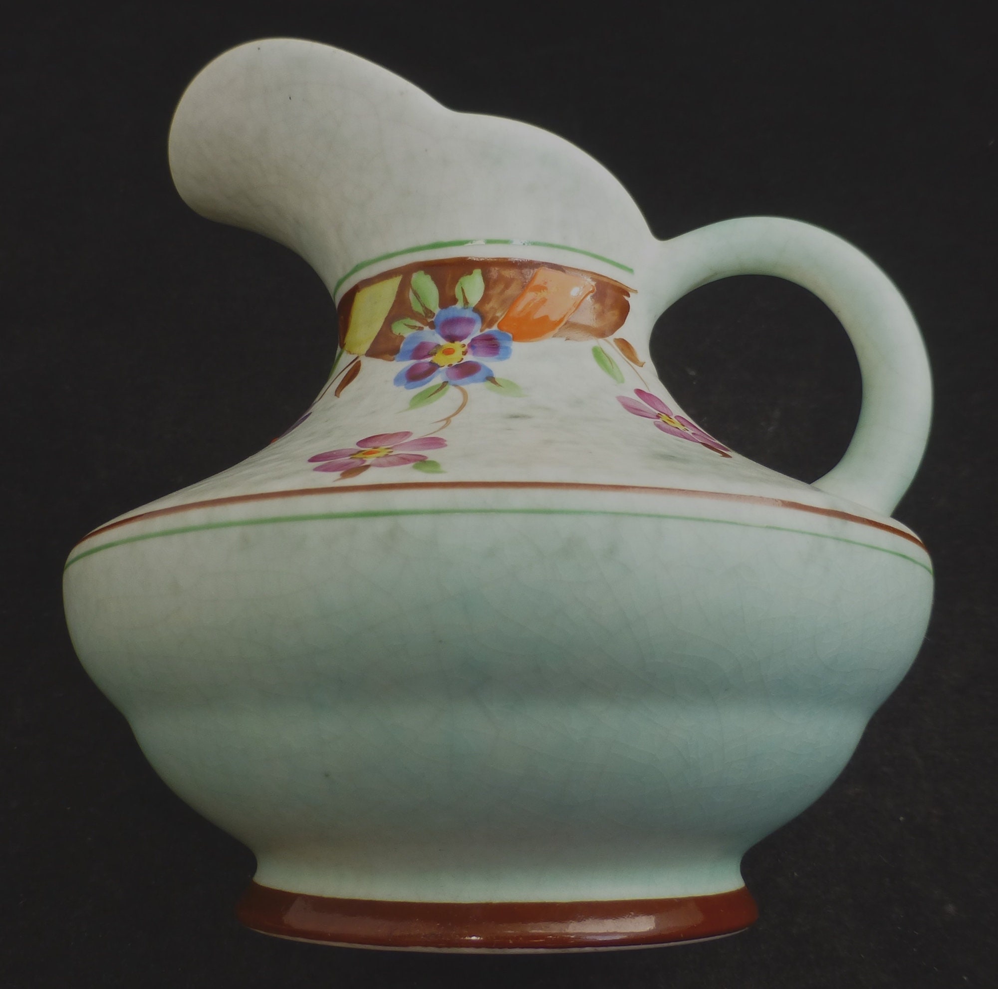 Art Deco British Roskyl Pottery Squat Jug Vase / Pitcher With Etsy