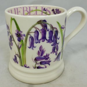 Emma Bridgewater First Quality Bluebells Floral Half Pint Mug - Hand Decorated Spongeware Flowers Series Design – Staffordshire England