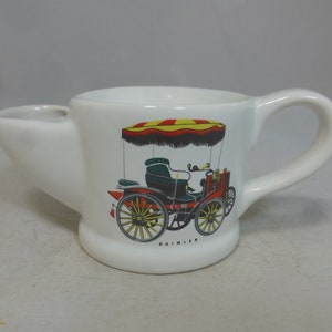 Vintage Wade Shaving Scuttle Mug - Barber Moustache Cream Ceramic Cup with Colour Classic Daimler Car Design 6.5 in W – Made in England