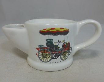 Vintage Wade Shaving Scuttle Mug - Barber Moustache Cream Ceramic Cup with Colour Classic Daimler Car Design 6.5 in W – Made in England