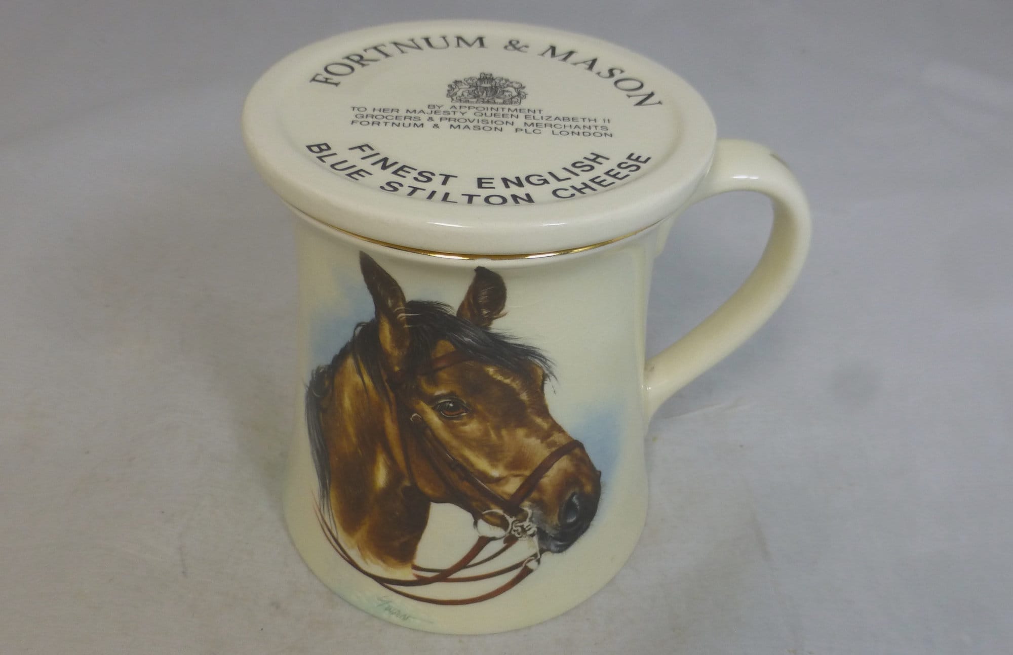 Vintage Fortnum & Mason Horse English Blue Stilton Cheese Ceramic