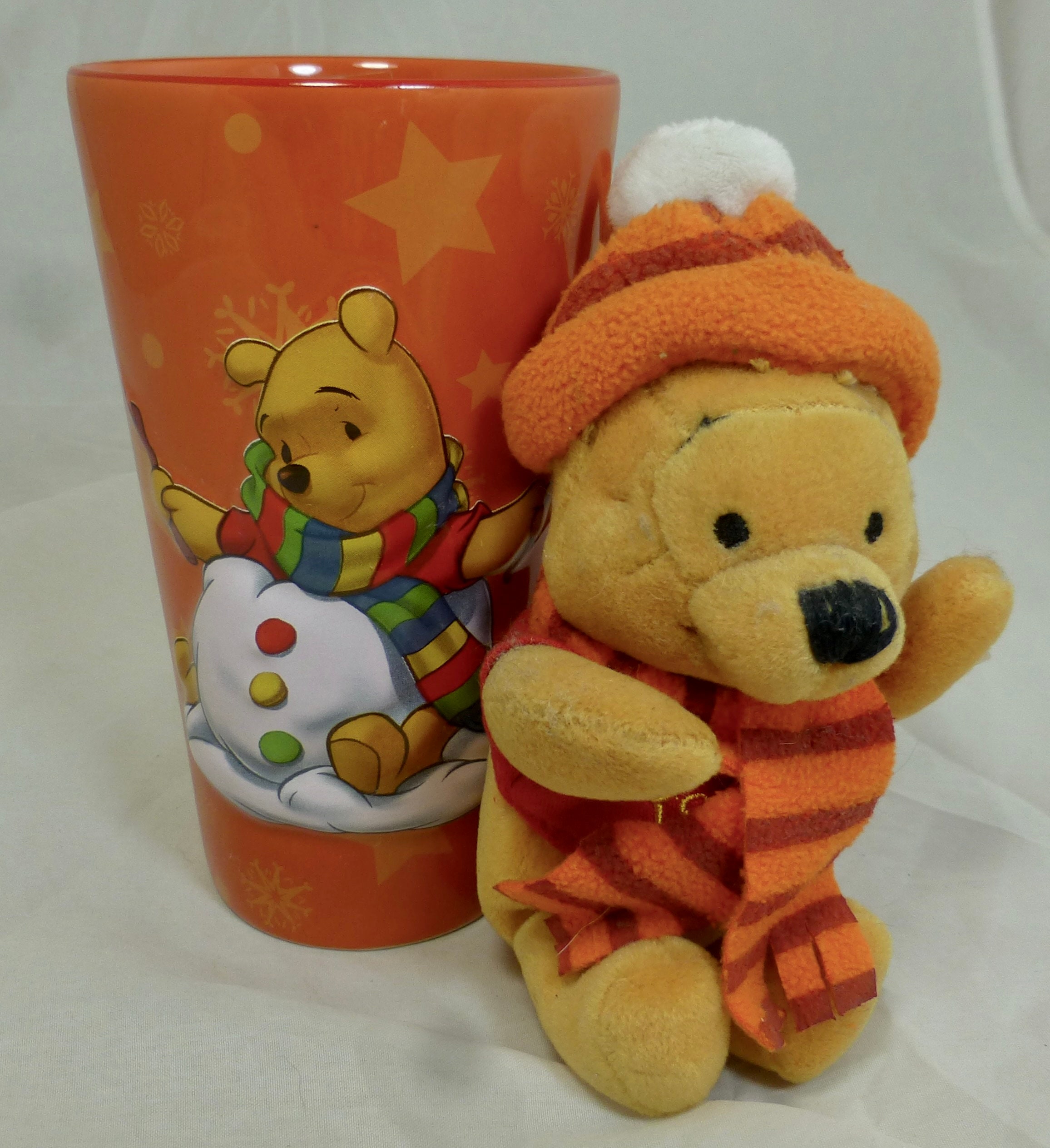 Tall Orange Winnie the Pooh Snowman Disney Cartoon 3D Moulded Mug