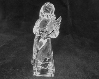 Vintage deutsche Mikasa Herald Sammlung Bleikristall Angelic Engel spielt Harfe Glasfigur 21,5 cm H - Mit Etiketten - Made in Germany
