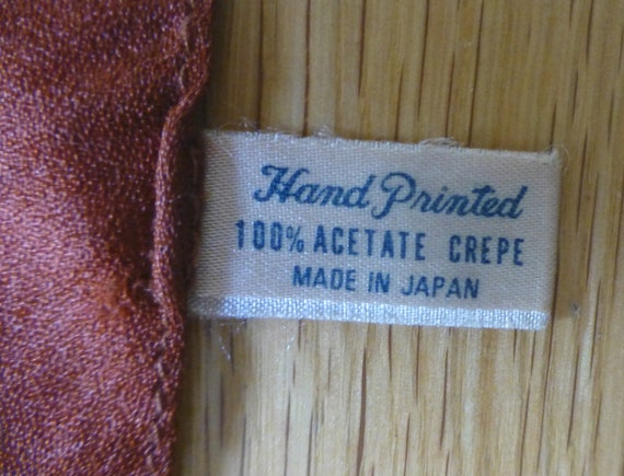 Vintage Japanese Hand Printed Chestnut Brown Acet… - image 9