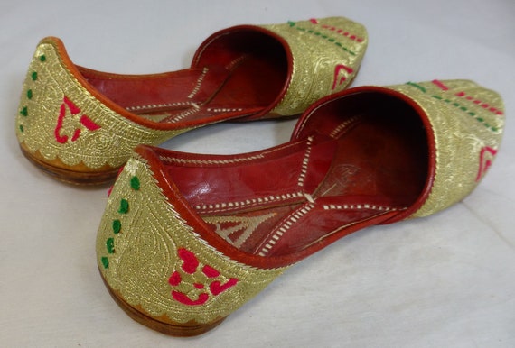 Vintage Handmade Indian Leather Aladdin Slippers … - image 4