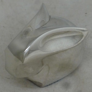Dansk Designs Vintage Silver Plate Japan Bunny Rabbit Silver on Zinc Figurine / Paperweight - 2.5 in W - Gunner Cyren - Signed Scandi style