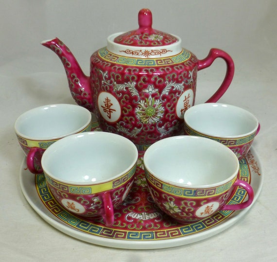 Te Set Juego De Té De Porcelana China Antigua De La Familia Rose