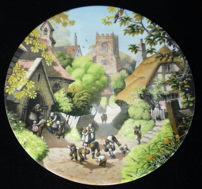 Coalport Bone China Wall Decorative Plate - Village School - Rob Coalport Bone China Wall Decorative Plate - Village School - Rob