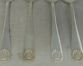 Vintage Norwegian Silver Plate Set of 6 Large Serving Spoons 8 in