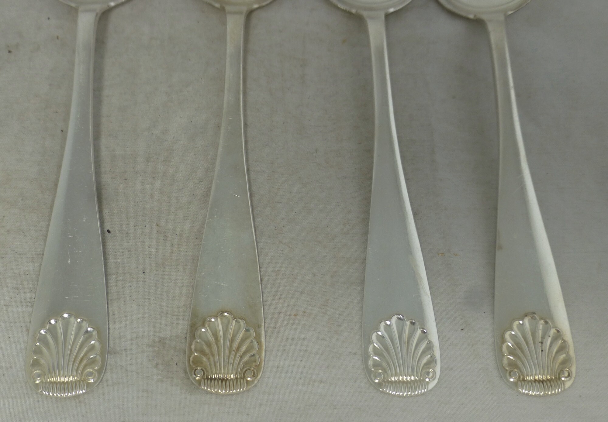 Vintage Norwegian Silver Plate Set of 6 Large Serving Spoons 8 in