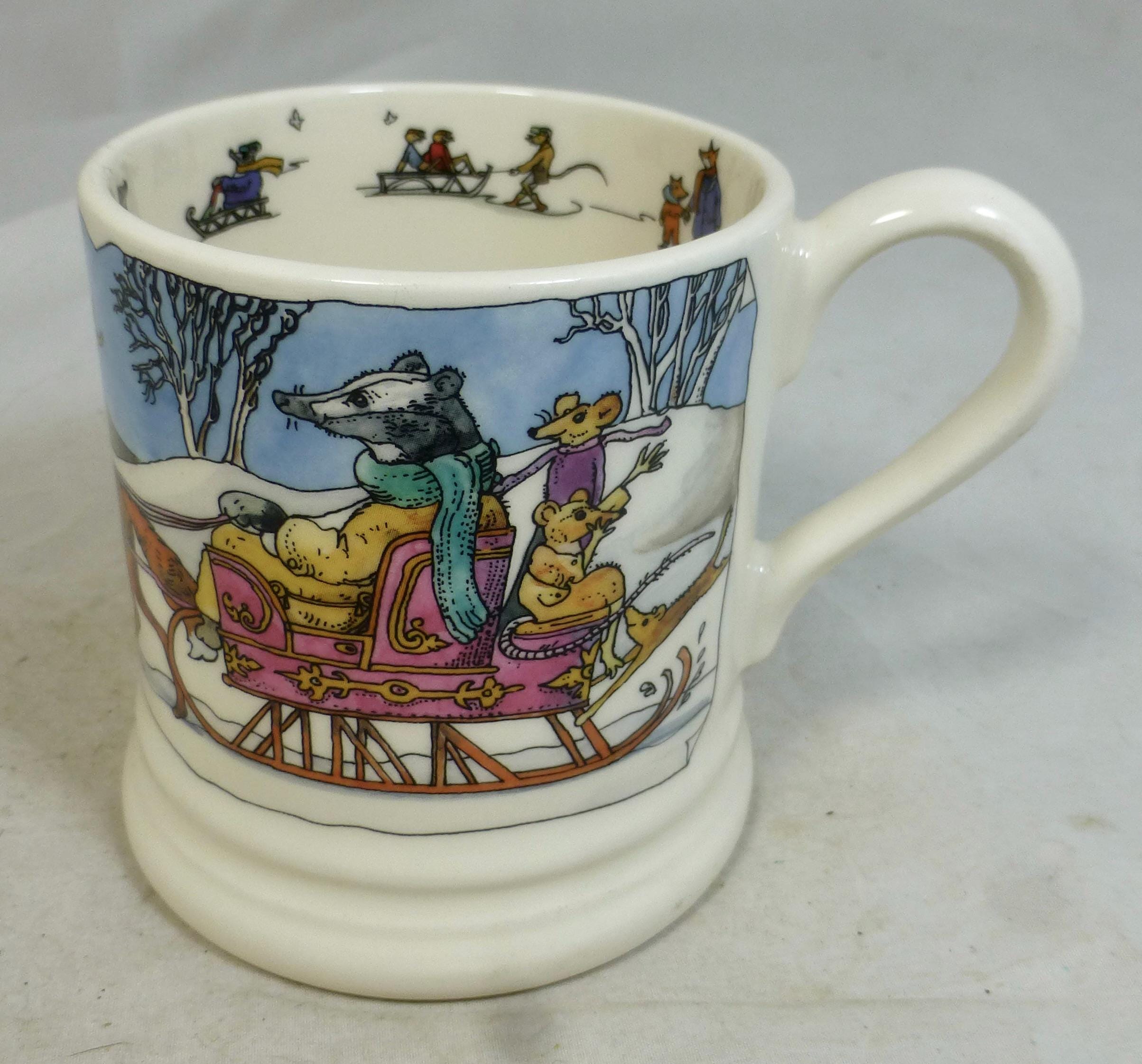 Emma Bridgewater Winter Scene Badger on Sleigh & Foxes in Snow 1st