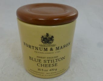 Vintage Fortnum & Mason Empty Blue Stilton Cheese Amber Stoneware