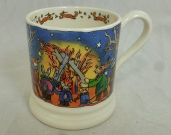 Emma Bridgewater Animal Bonfire Night Firework Party 40 Years! Handmade Half Pint First Quality Porcelain Mug - England - Unused with Labels