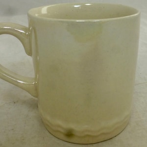 Lustre Iridescent Handmade Stoneware Mug - Creamy White Lustreware Metallic Gloss Glaze – Petrol Finish Lead Free Glaze – Unused Condition