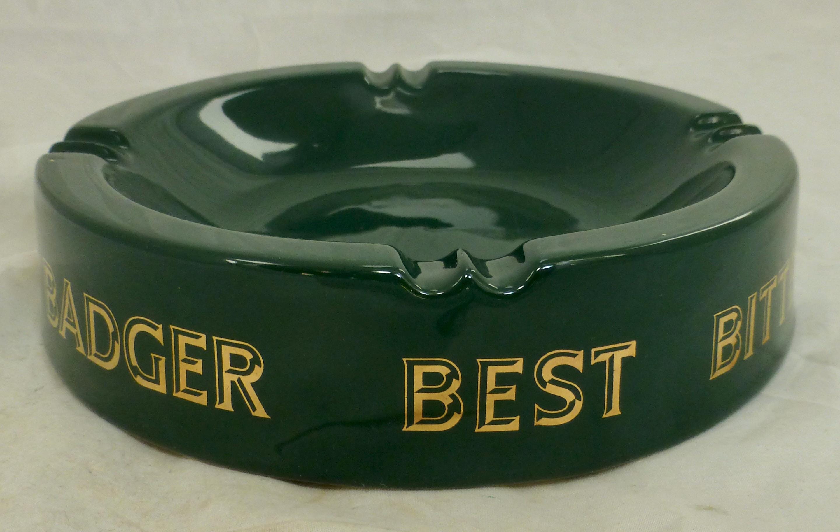 レトロ　灰皿　農協組合　鉄製　アンティーク ヴィンテージ ラージ 磁器 グリーンバジャー ベストビター ラウンド