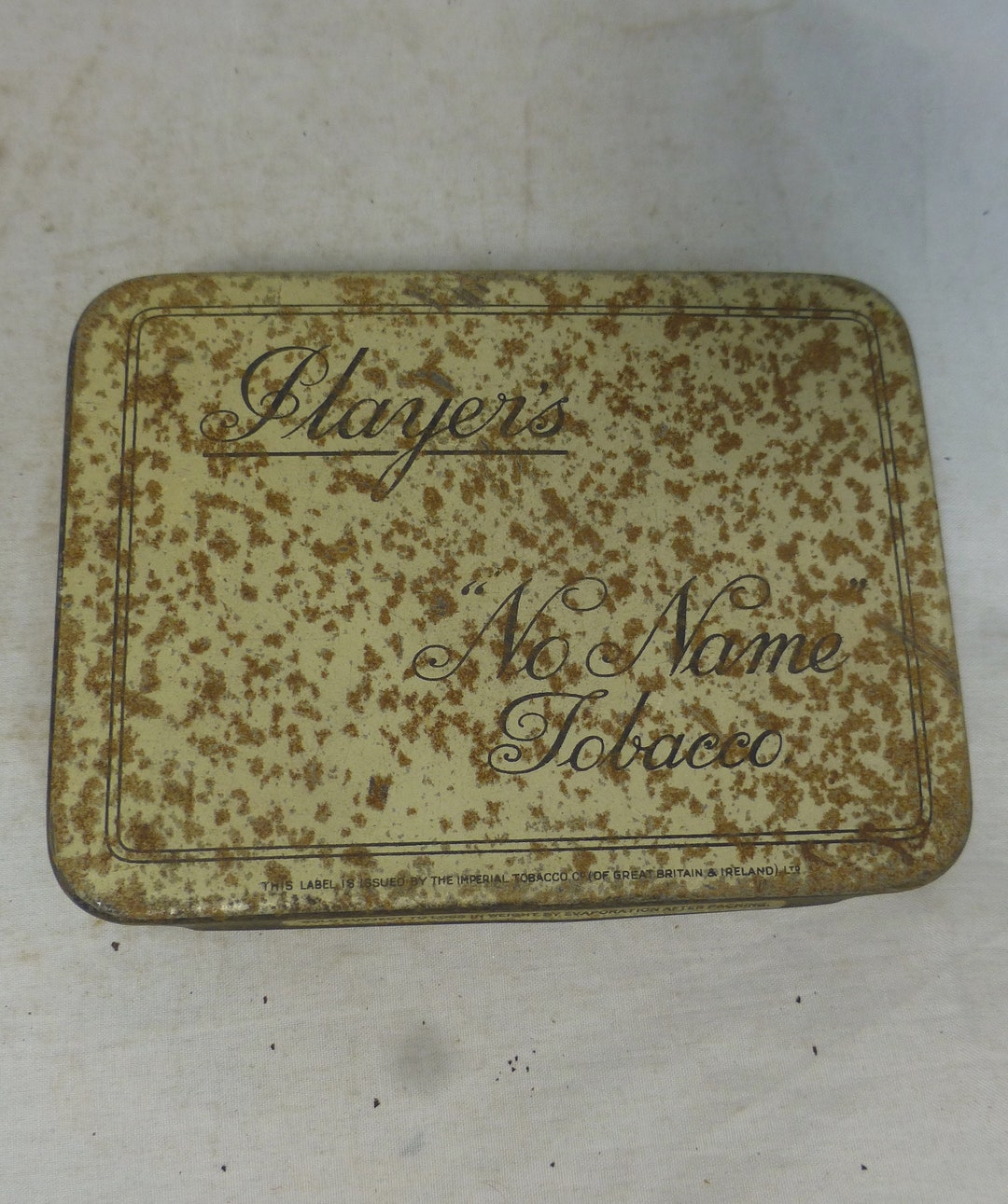 players no name tobacco tin Vintage Advertising Metal Old Tobacco Hinged Lid - Ready Rubbed Flake - Storage Canister Promotion Brand Tin Player's No Name cigarette box