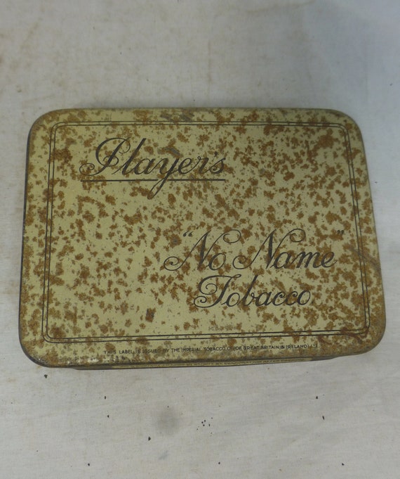 players no name tobacco tin Vintage Advertising Metal Old Tobacco Hinged Lid - Ready Rubbed Flake - Storage Canister Promotion Brand Tin players no name tobacco tin
