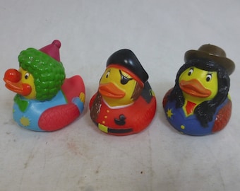 Novelty Set of 3 Rubber Ducks from Ducks for Change - DMTFYP - Pirate and Clown Duck - Duckies, bath tub toys, Christmas Stocking gifts