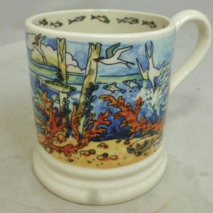 Emma Bridgewater River & Shore Salt Water First Quality Half Pint Mug - Pond Life Design – Tractor Stamp – England - Unused with Labels