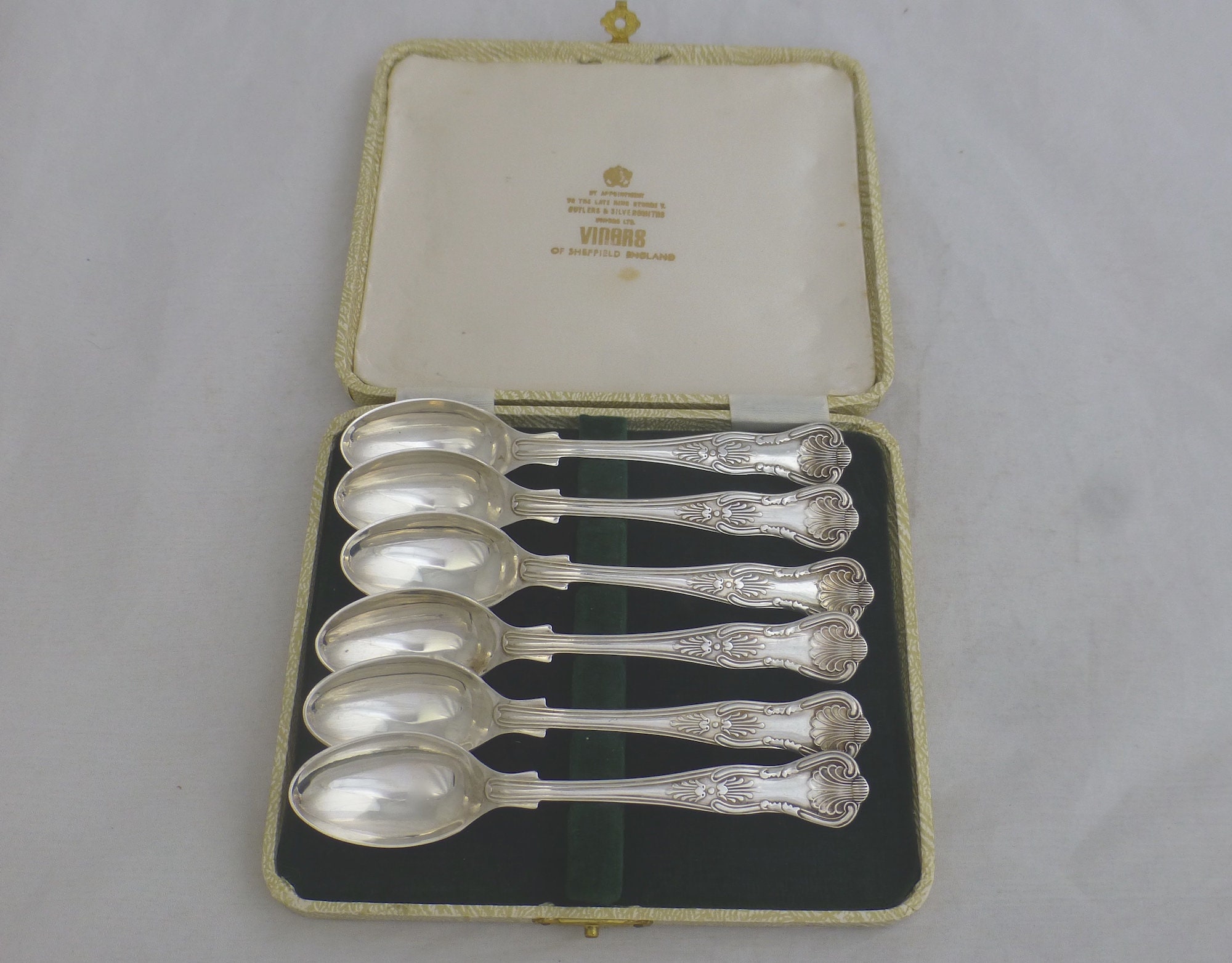 Boxed set of five silver plated EPNS vintage coffee spoons in original