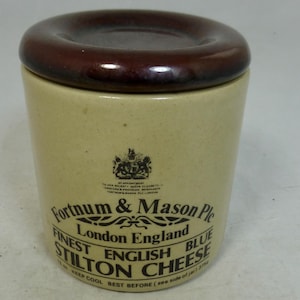 Vintage Fortnum & Mason Empty Blue Stilton Cheese Amber Stoneware