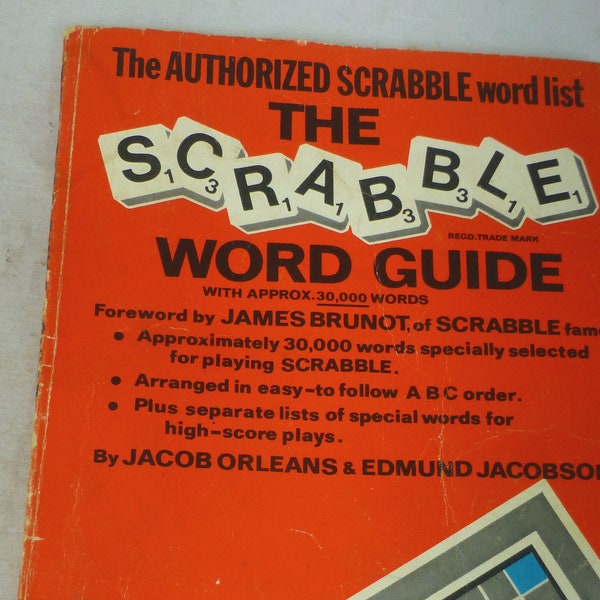 Vintage The Scrabble Word Guide by Jacob Orleans & Edmund Jacobson - Hodder and Staughton 1974 - Taschenbuch Buch Wort Geschenk für Scrabble Fan