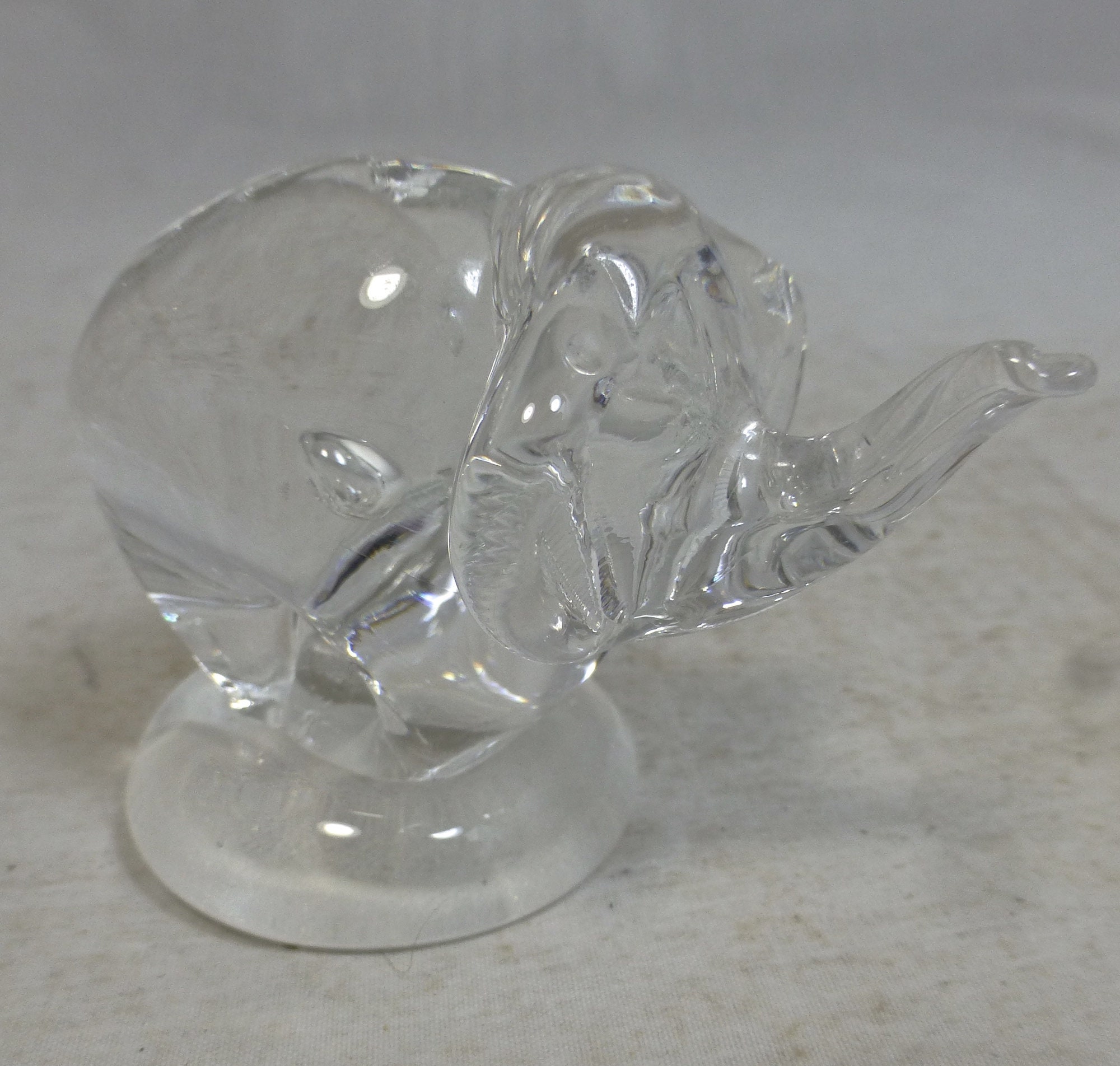 Vintage Clear Lead Crystal Elephant With Trunk Raised Figurine Etsy