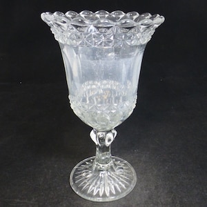 Vintage Large Clear Pressed Glass Trumpet Celery Vase - 10 inch H - Decorative Glass Flower Vase - Sowerby Celery Vase Shaped Glass Gift
