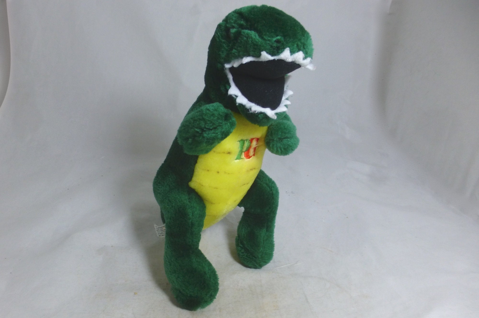 Vintage Large PG Tips Tea TV Advertising Large Green Dinosaur T-Rex Plush Soft Toy 15 inch - PG Tips Advertising Tyrannosaurus Rex Promotion