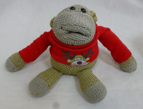 Christmas Edition Jumper PG Tips Tea Promotional Knitted Monkey Beanie  Plush Toy Removable Red Reindeer Top Hey Monkey Most Famous Monkey -   Israel