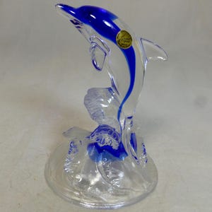 新品❣️美しい青CRYSTAL DARQUES DAUPHIN  Cristal D'arques Vintage French Clear & Cobalt Blue Lead Crystal