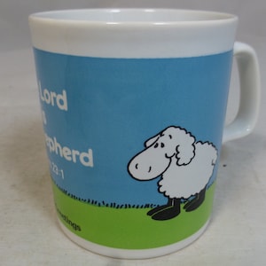 Vintage The Lord is My Shepherd Psalm 23:1 Bijbelse Boodschap Mok door Kilncraft - Christelijke Religieuze Bijbel Thema Schapen beker