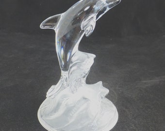 Cristal D’Arques Clear Glass Leaping Dolphin Figurine - 24 % Lead Crystal - Vintage and Highly Collectable