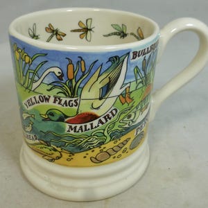 Emma Bridgewater River & Shore Fresh Water First Quality Half Pint Mug - Pond Life Design – Tractor Stamp – England - Unused with Labels