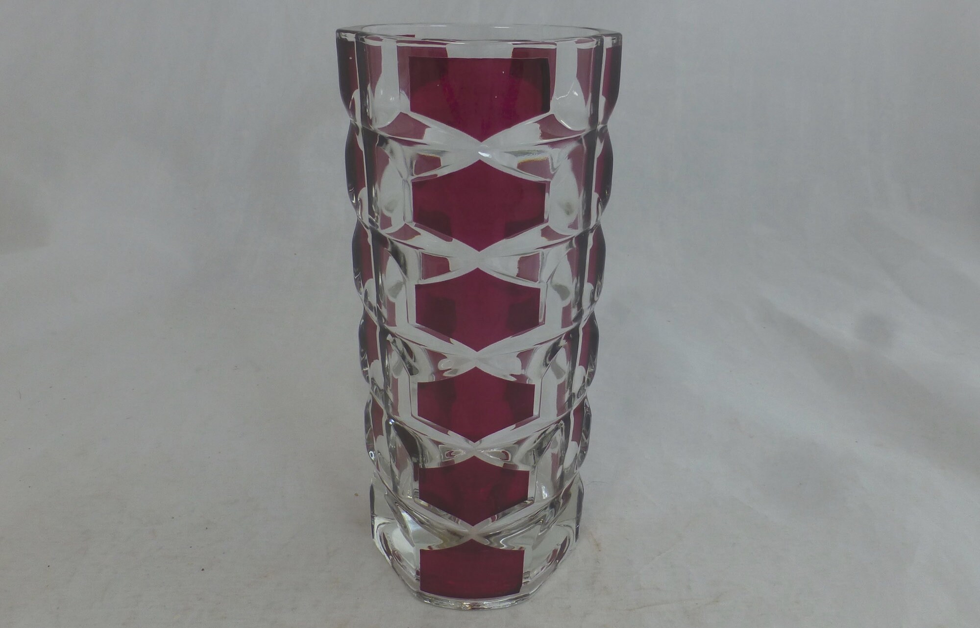 Cristal D'arques French Vintage Cranberry Red / Clear Faceted