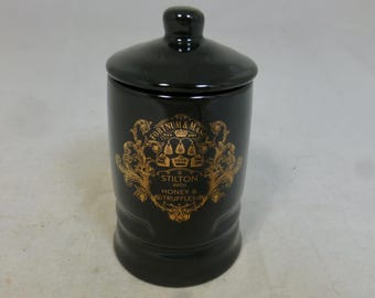 Vintage Fortnum & Mason Empty Blue Stilton Cheese Amber Stoneware