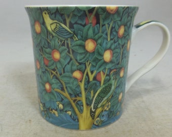 William Morris Woodpecker in Orange Tree Birds Porcelain Mug Cup – Arts and Craft Design - Decorative Handle - By the Leonardo Collection