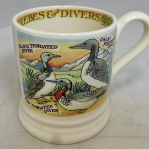 Emma Bridgewater Bird Families Grebes & Divers Spoonbill 1st Quality Half Pint Mug - Fox Stamp, Hand Decorated, England - Unused with Label