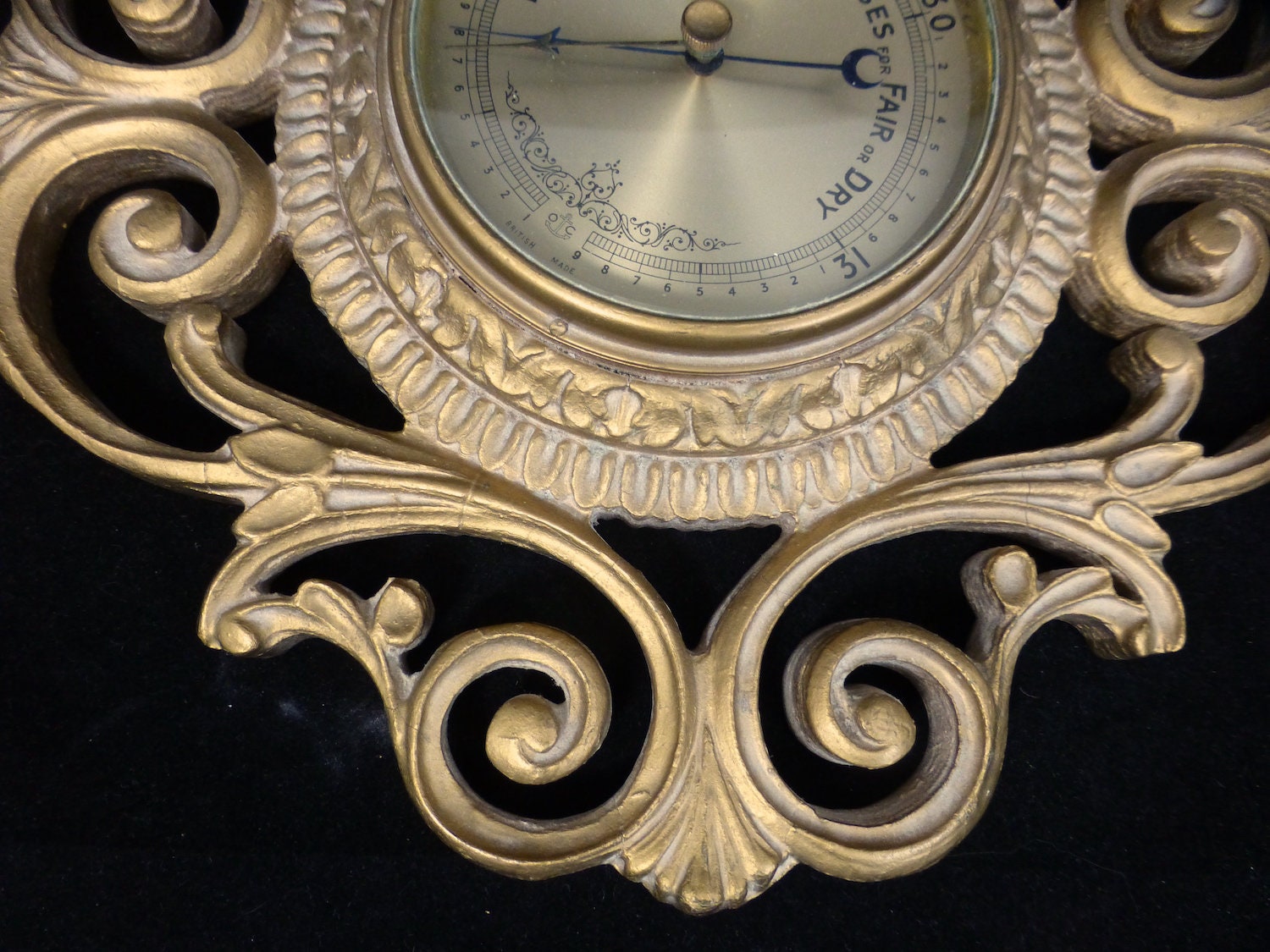 Vintage Stylish Atsonea Barometer With Hand Painted Gold Ornate Rococo ...