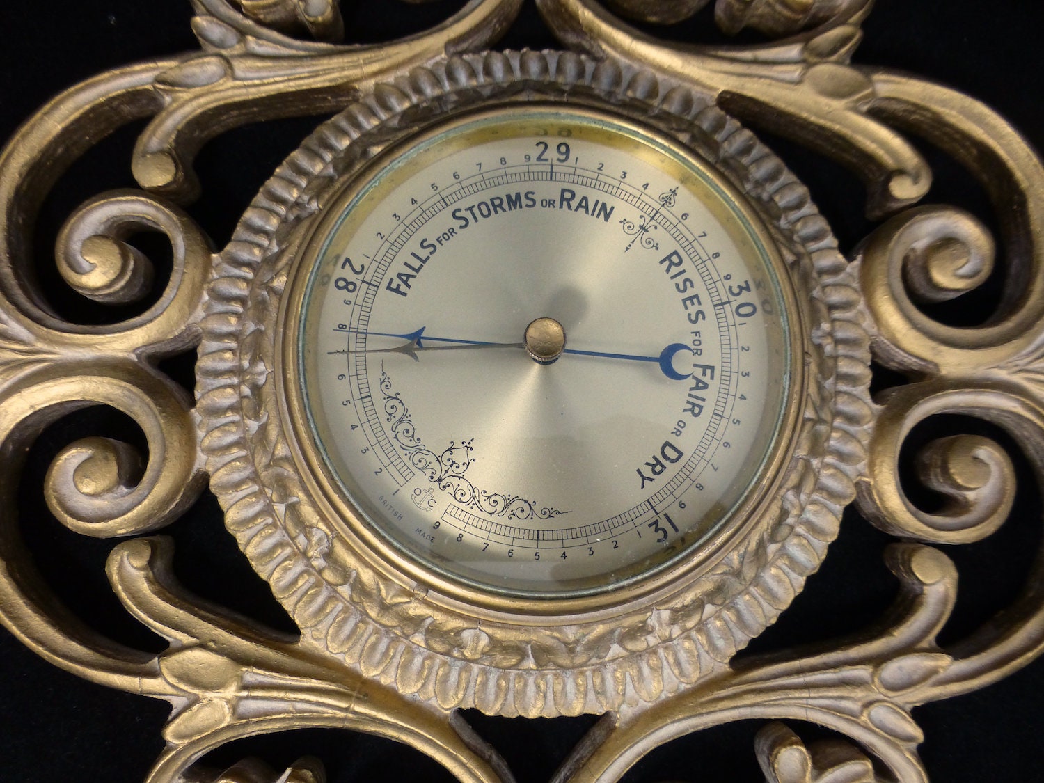 Vintage Stylish Atsonea Barometer With Hand Painted Gold Ornate Rococo ...