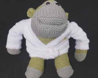 PG Tips Tea The Daily Cuppa Limited Edition Knitted Monkey Beanie Plush Toy - Removable White Dressing Gown – Hey Monkey Most Famous Monkey
