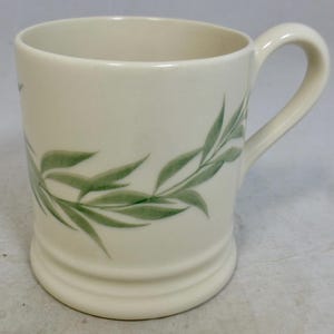 Vintage Rare Early Emma Bridgewater Green Willow Leaves 1999 Half Pint Porcelain Mug - Hand Decorated Spongeware Design - Bridge Boat Stamp