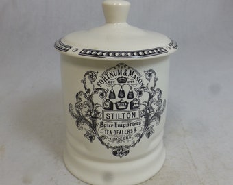 Fortnum & Mason Stilton Cheese Cream Black Porcelain Storage Canister / Jar Crock with Lid 5.75 in H – Piccadilly London - No Stilton inside