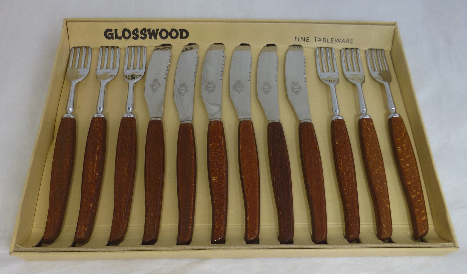 Vintage Glosswood Wood Handle Table Knives & Forks Boxed Set Etsy UK