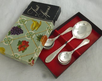 ヴィンテージ ボックス入り スカラップ フルーツ スプーン 6 本と
