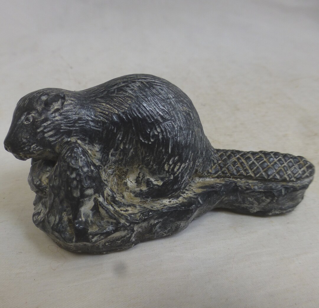 Vintage Wolf Original Sculptures Canada Beaver Grey Soapstone Etsy