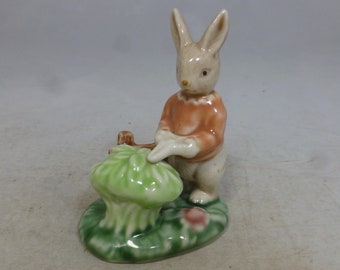 Vintage Albert Kessler porselein tuinieren konijn konijn glanzend glazuur beeldje – 3,5 in h – tuinschaar – handgeschilderd konijnornament