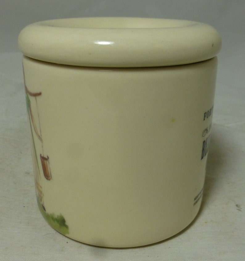 Rare Fortnum & Mason Milkmaid Dandy English Blue Stilton Cheese Porcelain Storage Canister / Jar Crock and Lid 3.25 in H Stilton not inc image 5